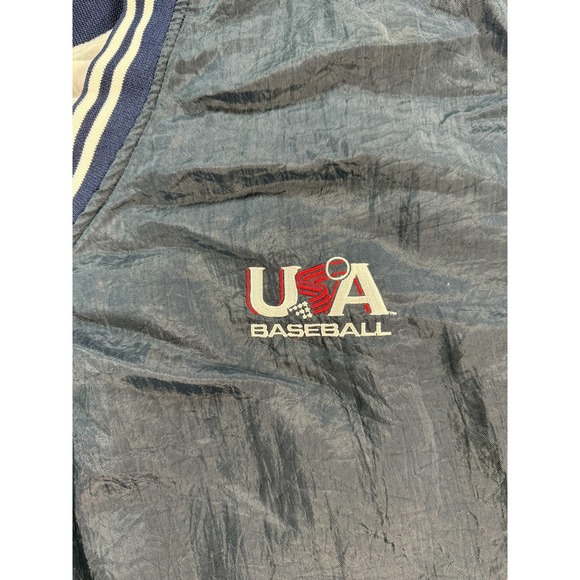 USA Baseball Jacket Mens 2XL Navy Windbreaker Pullover Made in USA Hartwell - Picture 5 of 12